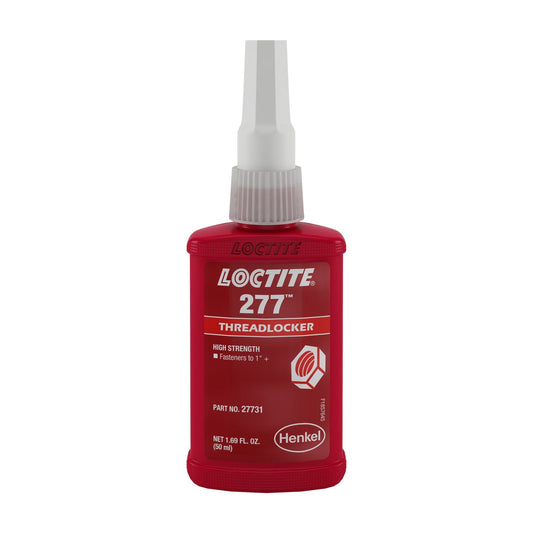 LOCTITE® 277, High Strength, High Viscosity, Red, Methacrylate-Based Threadlocking Adhesive, 50 ml Bottle