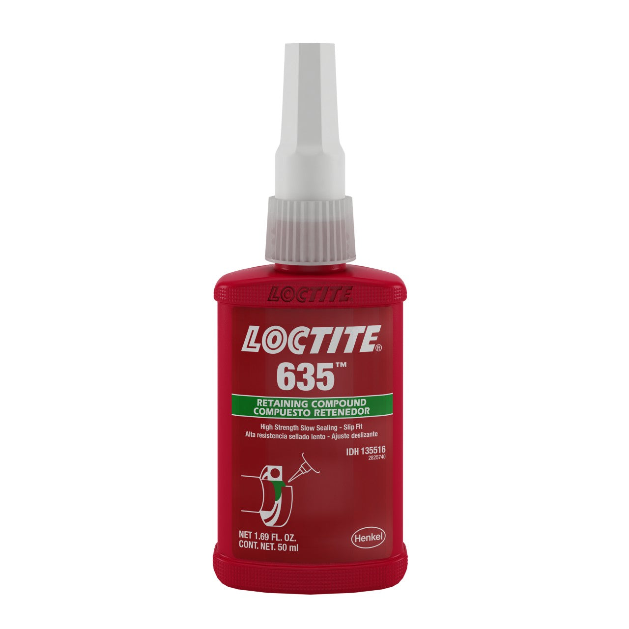 LOCTITE® 635, Green, 1-Part, Medium Viscosity, High Strength, Dimethacrylate Ester Threadlocker, 50 ml Bottle