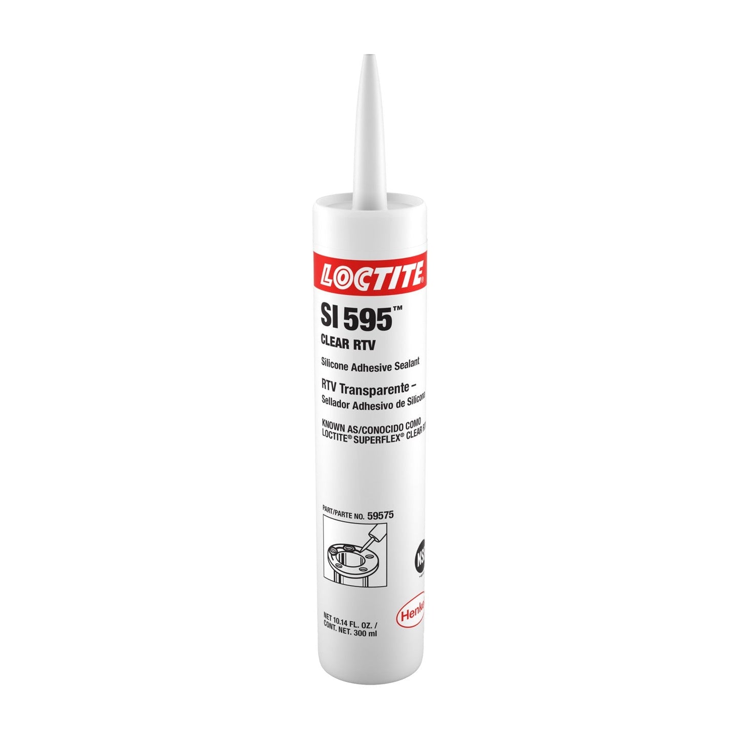 LOCTITE® SI 595, Clear, 1-Part, Thixotropic, Room Temperature-Cure, Acetoxy Silicone Vulcanizing Compound Paste Sealant, 300 ml Standard Cartridge