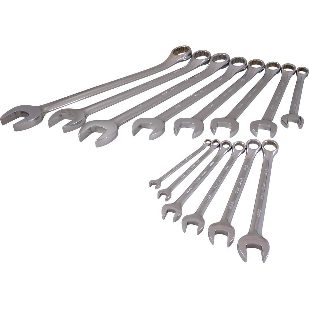 Wrench Set - Metric, Chrome, 12-Point, 14 Pieces