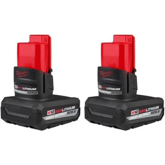 Milwaukee 12v High Output 5.0ah Battery, 2-pack