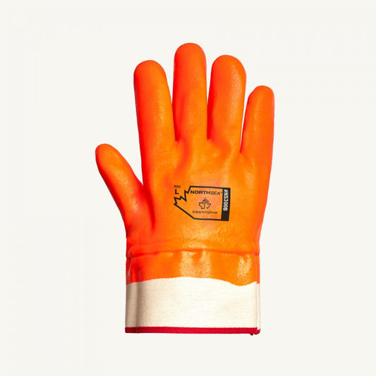 Winter PVC Gloves, Foam Lined, Short Cuff, Orange