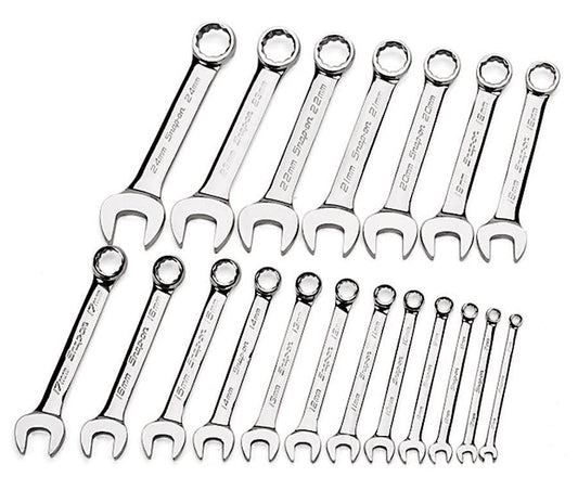19 pc 12-Point Metric Flank Drive® Short Combination Wrench Set (6–24 mm)