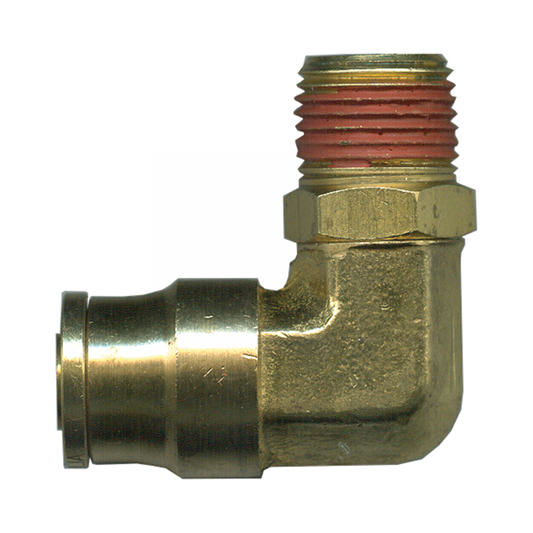 90° Male D.O.T. Push-To-Connect Pipe Swivel Elbow, Brass, 3/8 Tube x 3/8 Swivel Pipe