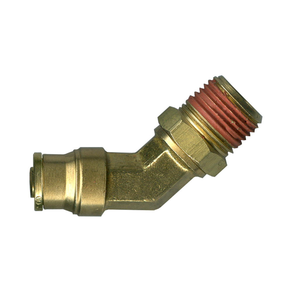 D.O.T. Push-To-Connect 45° Male Pipe Swivel Elbow, Brass, 3/8 Tube X 3/8 Swivel Pipe