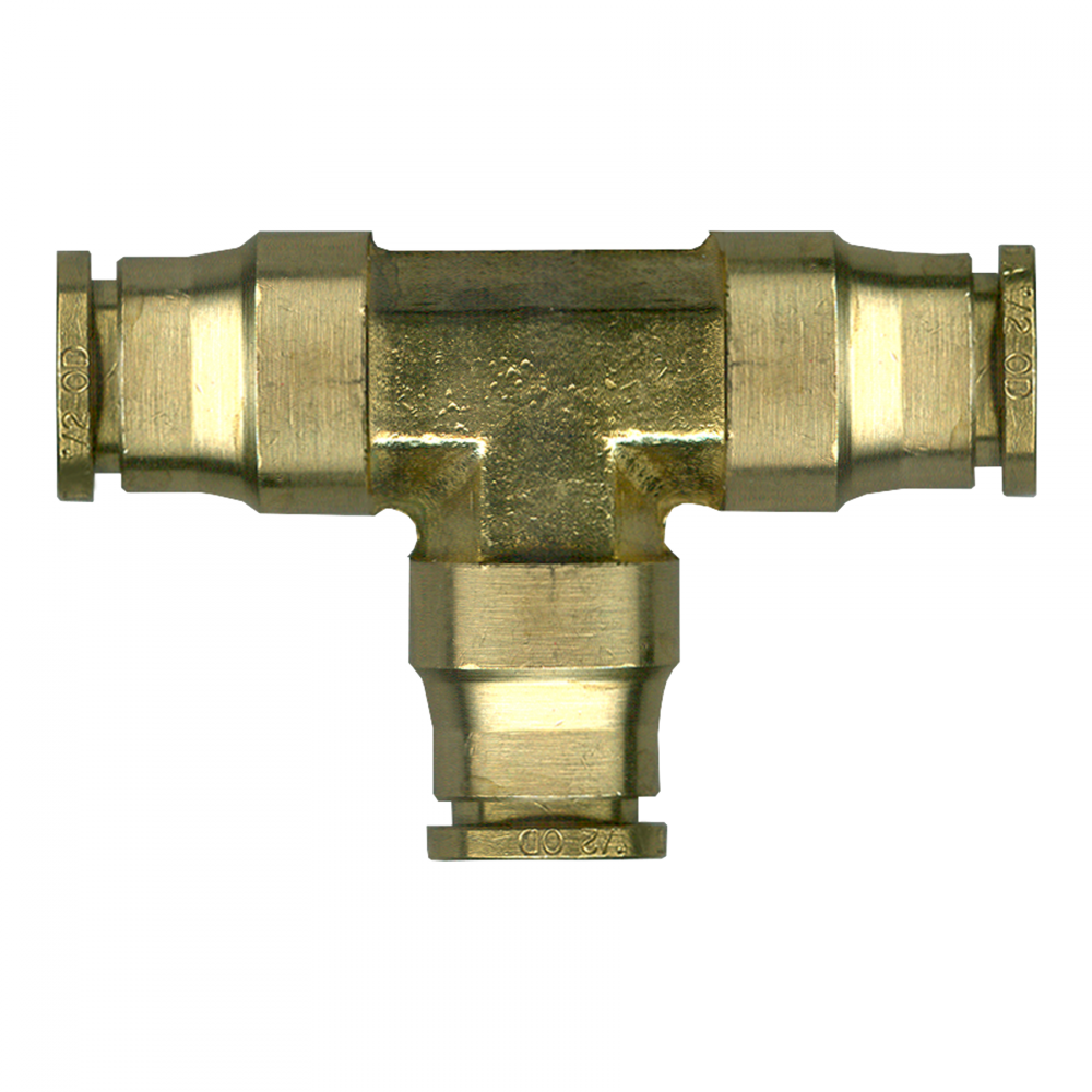 Push-To-Connect Union Tee, Brass, 3/8 Tube
