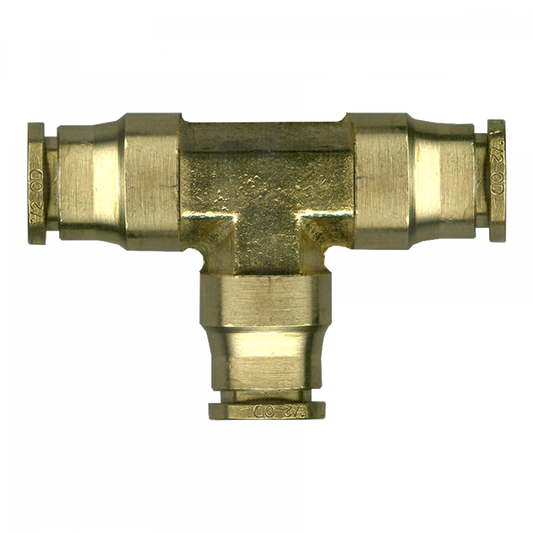 Push-To-Connect Union Tee, Brass, 3/8 Tube
