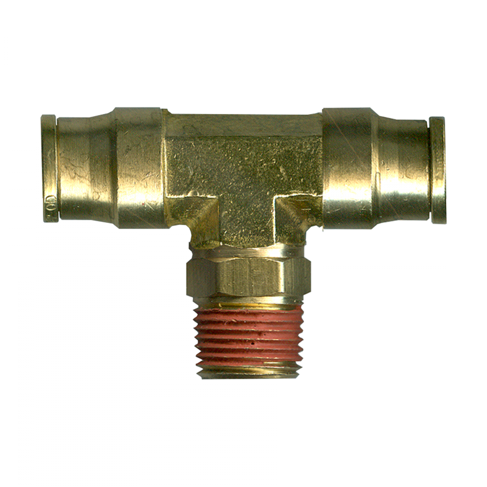 Male Push-To-Connect Pipe Swivel Branch Tee, Brass, 3/8 Tube x 1/4 NPT Swivel