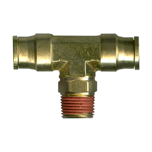 Male Push-To-Connect Pipe Swivel Branch Tee, Brass, 3/8 Tube x 1/4 NPT Swivel