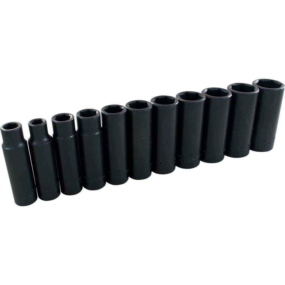Jeu de douilles à choc 1/2" 6 pans 11 pièces