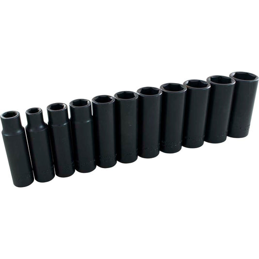 Jeu de douilles à choc 1/2" 6 pans 11 pièces
