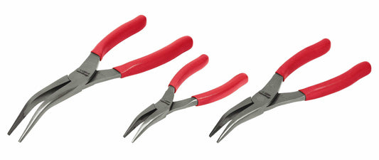 Jeu de 3 Pinces à Bec Courbé 35° Talon Grip (Rouge)