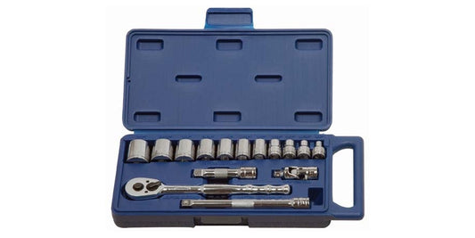 Jeu de douilles et d'outils d'entraînement 3/8", 6 pans, SAE, 15 pièces