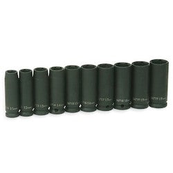 Jeu de douilles à chocs profondes à entraînement 3/8" à 6 pans, 10 pièces