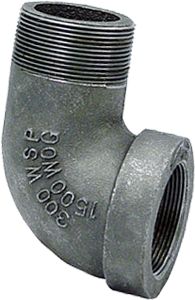 Malleable iron 90° elbow, 3/8"fem. x 3/8mal. black