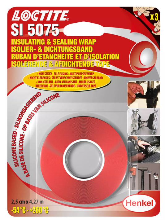 LOCTITE® SI 5075, Bande de caoutchouc silicone auto-fusionnante, rouge, 4,7 m