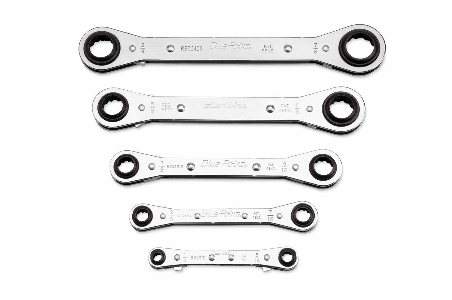 5 Piece 12-Point SAE Latch-On® 0° Offset Ratcheting Box Wrench Set (1/4–7/8")