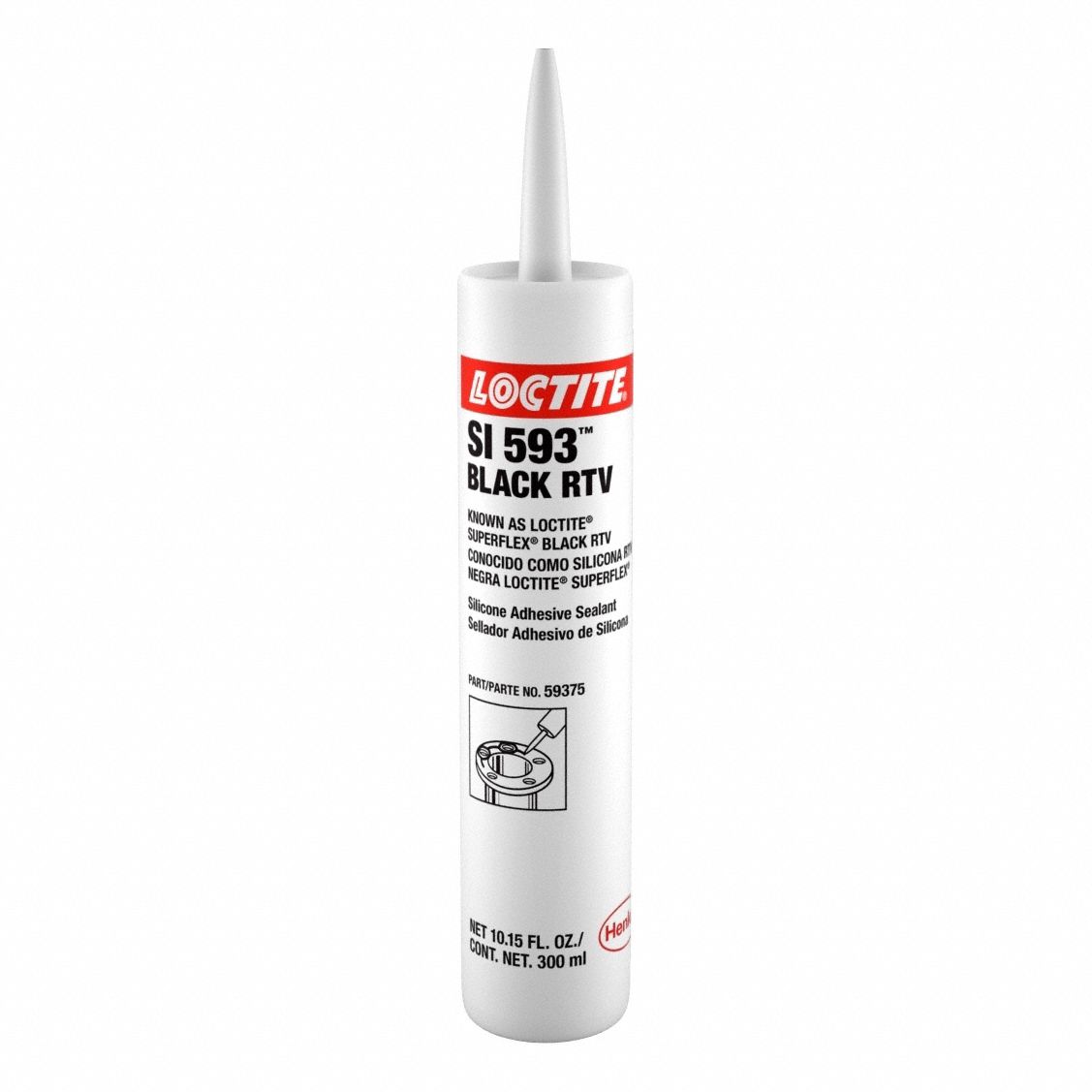 LOCTITE® SI 593, mastic adhésif silicone monocomposant, noir, à usage général, cartouche standard de 300 ml