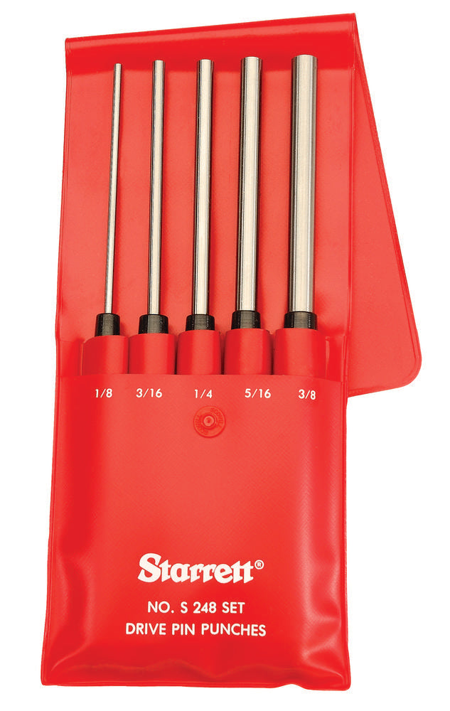Jeu de chasse-goupilles en acier 0-8"/0-200 mm Longueur 1/8"/3 mm 3/16"/5 mm 1/4"/6 mm 5/16"/8 mm 3/8"/9,5 mm Diamètre du poinçon S248PC
