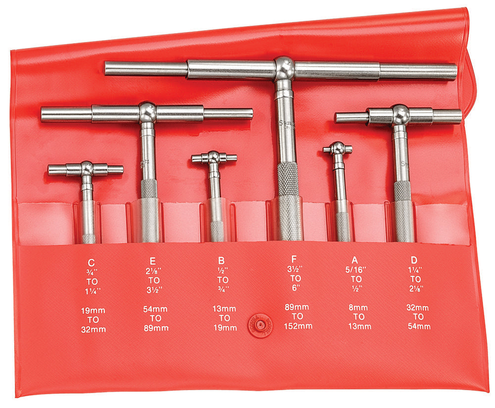 Telescoping Gage Set 5/16 - 6"/8-150mm Range 2-3/8 - 3-1/4"/60-82mm Handle Length