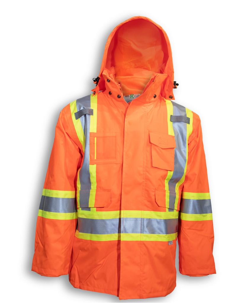 Big K Clothing, Orange 3-in-1 Rain Jacket, Orange, Polyester, Large