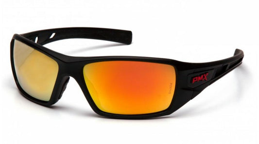 Lunettes de sécurité Pyramex -Velar- Monture noire/rouge/Lentilles miroir orange glacé