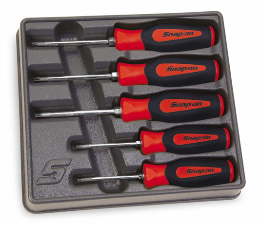 5 Piece Standard Torx Screwdriver Set with Soft Grip Instinct (Red)