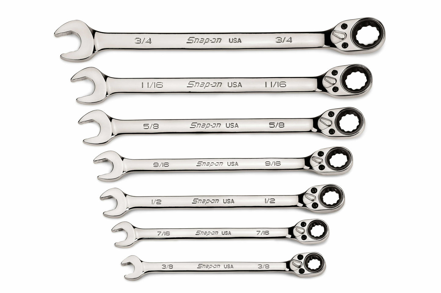 7 Piece Fractional Drive Ratcheting Combination Wrench Set