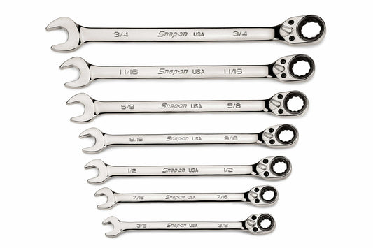 7 Piece Fractional Drive Ratcheting Combination Wrench Set