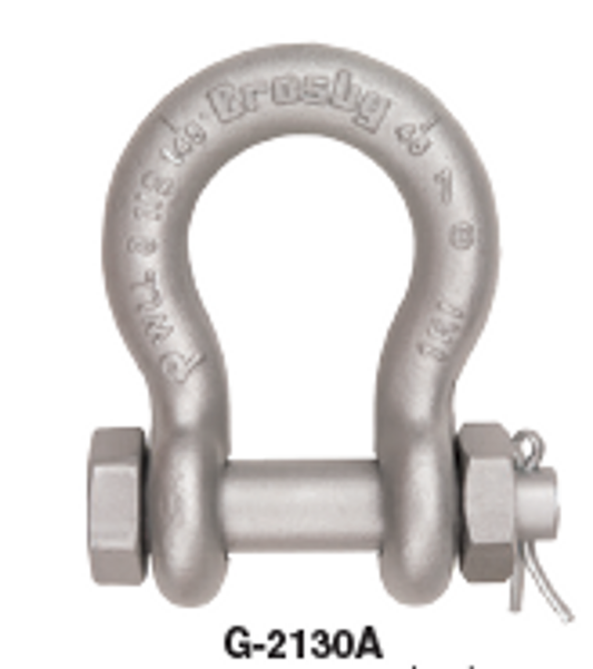 Crosby® G-2130A Alloy Bolt Type Anchor Shackles Grade 8, Forged Alloy Steel, 1-1/4"