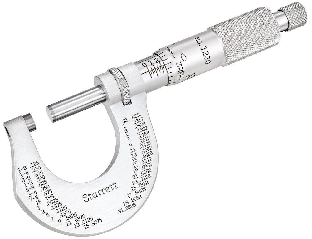 Stainless Outside Micrometer 0-1" Range .0001" Graduations