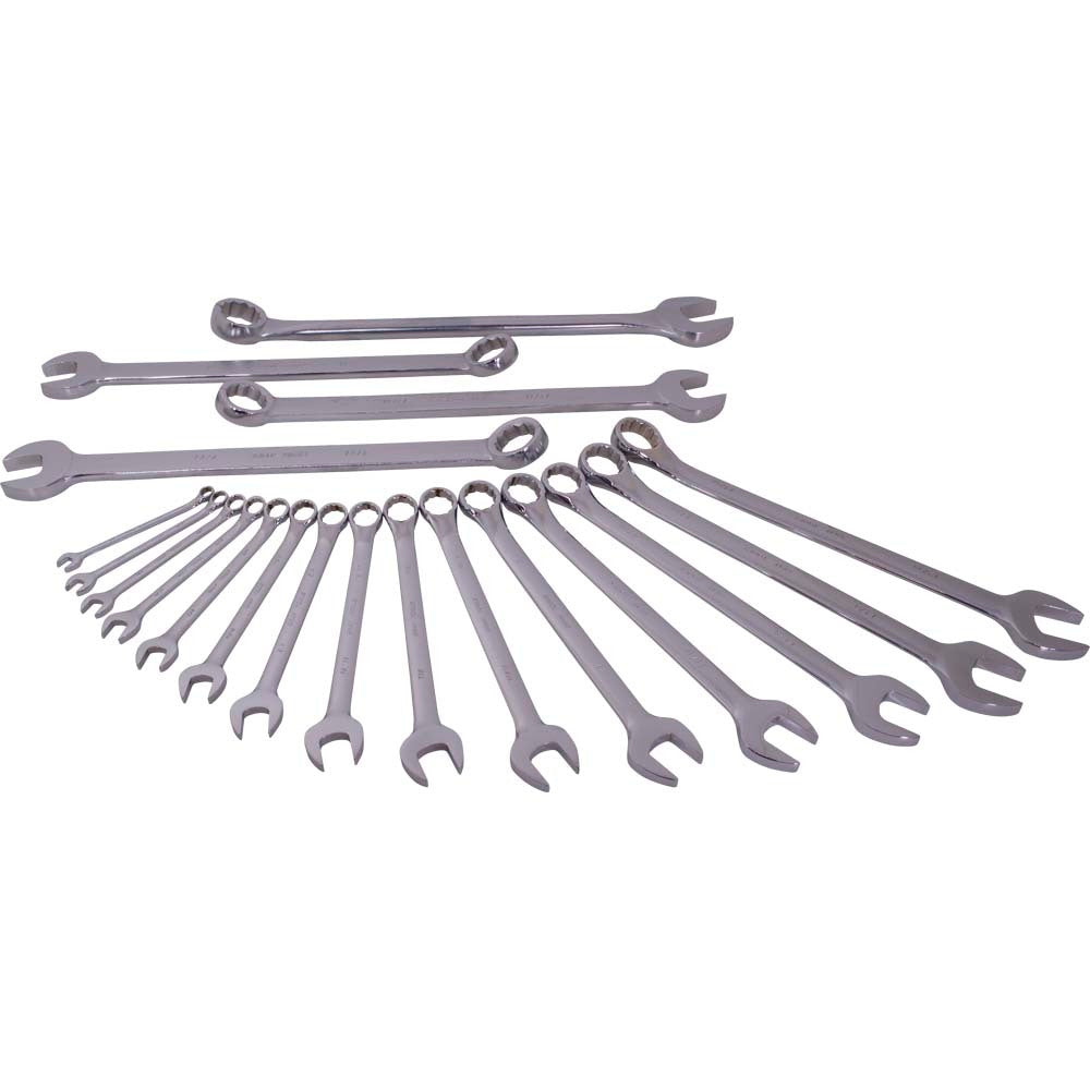 Combination Wrench Set - Mirror Finish, 12-Point, 19 Pieces