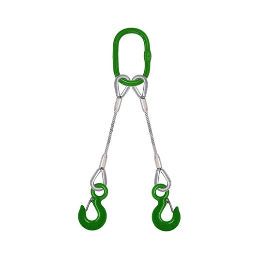 Wire rope sling double legs 1/2" x 8'hook/hook
