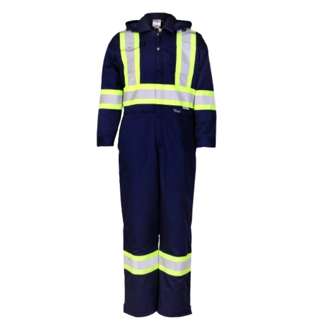 Combinaison réfléchissante isolée haute visibilité Viking®, bleu marine, tissu 65/35 poly/coton, XL