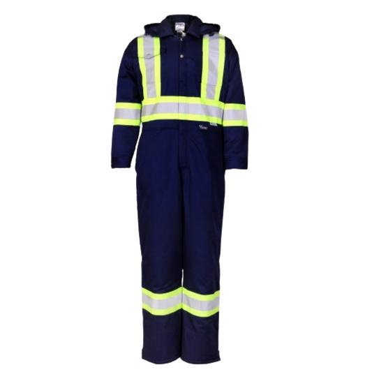 Combinaison réfléchissante isolée haute visibilité Viking®, bleu marine, tissu 65/35 poly/coton, XL