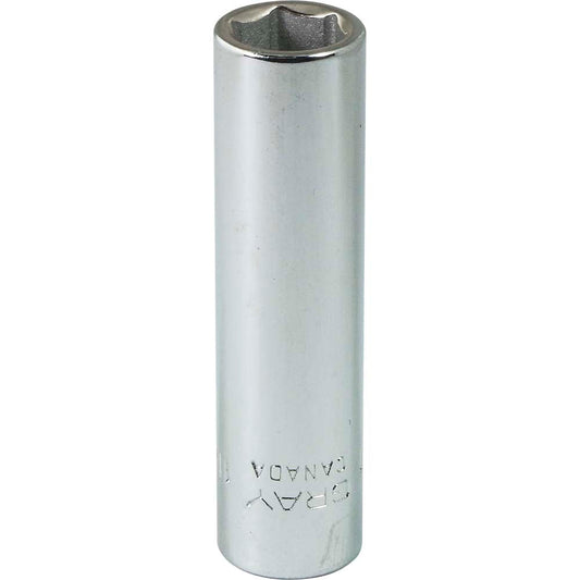 Socket - Deep, 1/4" Drive, 11/32" Hex, 6-Point