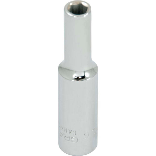 Socket - Deep, 1/4" Drive, 3/16" Hex, 6-Point