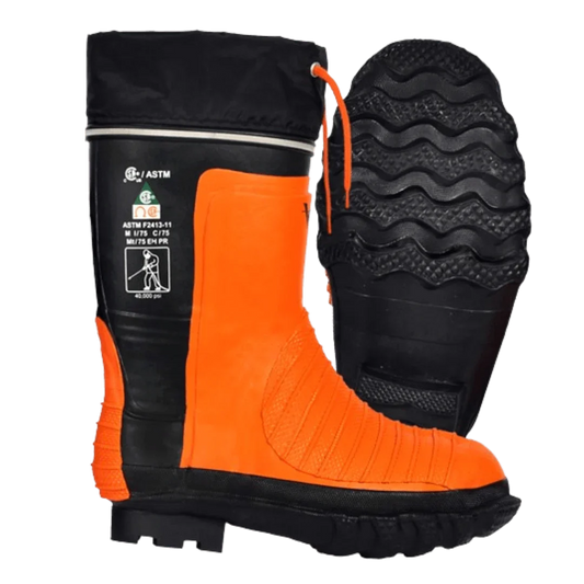 Viking® Flexible Water Jet Boots, Orange, Rubber and Cotton Canvas, 14M