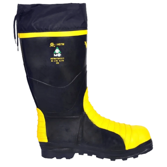 Viking® MET Guard Boots, Black and Yellow, Rubber, Size 10M