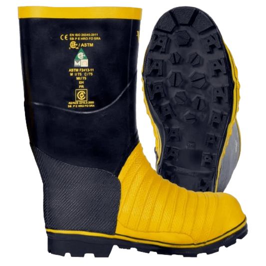 Viking® Miner 49er Boots, Black and Yellow, Rubber, 14M