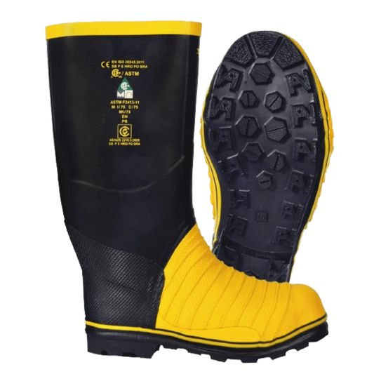 Viking® Miner 49er Tall Boots, Black and Yellow, Rubber, Size 14M