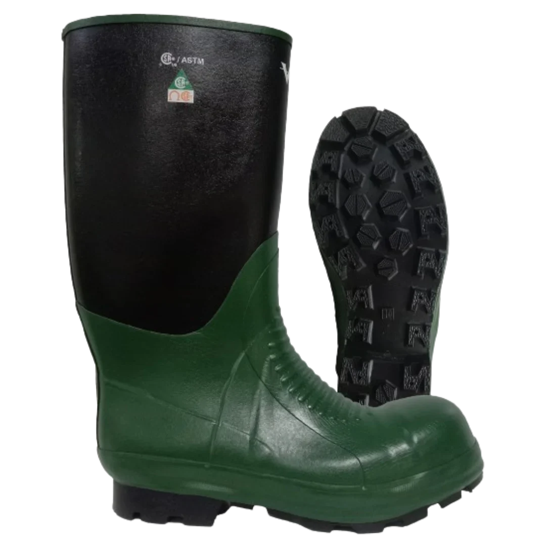 Viking Journeyman® Protection Boots, Black and Dark Green, Rubber, Size 6M