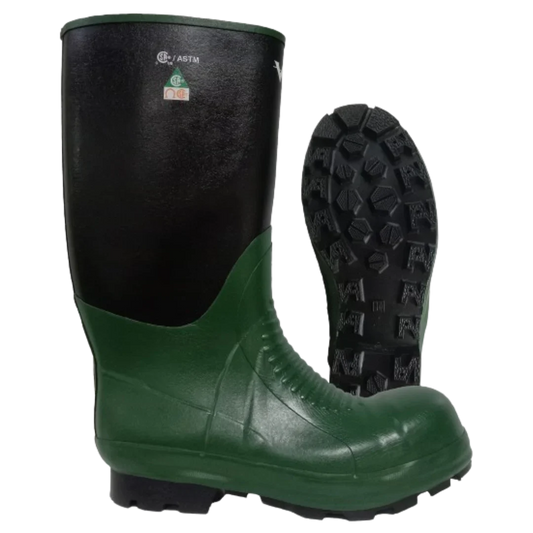 Viking Journeyman® Protection Boots, Black and Dark Green, Rubber, Size 6M