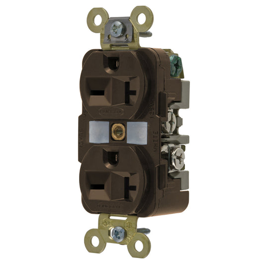 Receptacle, Straight Blade Duplex, Extra Heavy Duty, 15 A, 5-15R, Brown