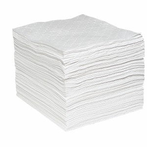 Oil-Only Defender® Pads, White, Polypropylene, 15" W x 19" L