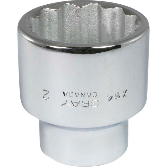 Socket 2" x 1" Drive 12 Point Regular Chrome