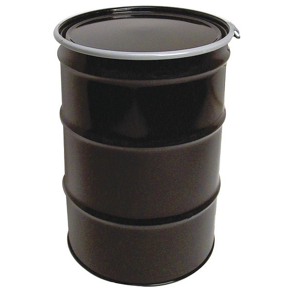 Open Head Lined Drum, Black, Steel, 55 Gal, 16 Gauge
