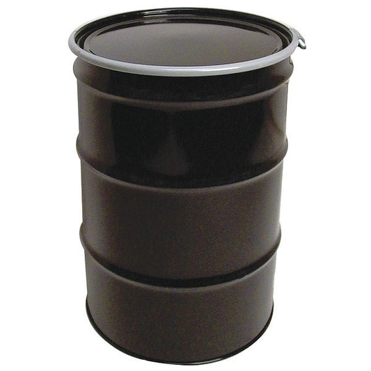 Open Head Lined Drum, Black, Steel, 55 Gal, 16 Gauge