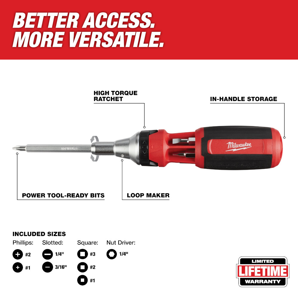 9-In-1 Square Drive Ratcheting Multi-Bit Driver