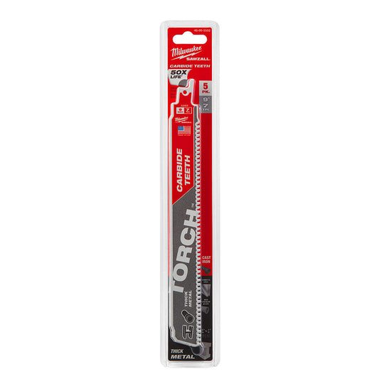 Lame de scie alternative SAWZALL pour coupe de métal à dents en carbure THE TORCH de 9 po, 5 TPI - 1 paquet